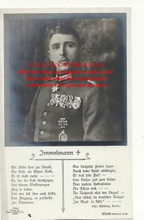 Immelman Famous German Aviation WWI Death Anounce w Sanke Berlin N 37
