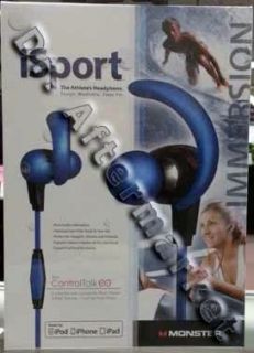 New Unopened Monster Isport Immersion Blue in Ear Headphones with