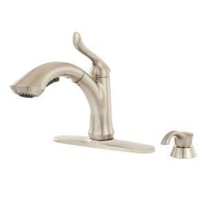   Single Handle Pull Out Sprayer Kitchen Faucet in Stainless Steel wi