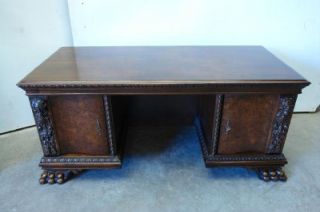  Walnut and Oak Paw Footed Antique German Writing Desk D243B