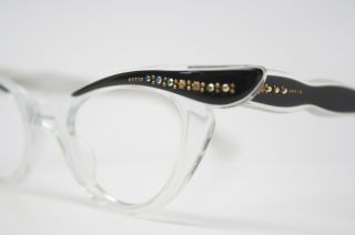   rhinestone vintage cat eye glasses retro curly 1950s eyeglasses