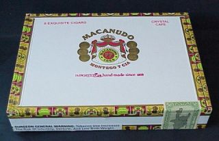 Crystal Cafe Macanudo Wood Cigar Box Made in Dominican Republic