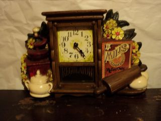 Vintage Spartus Electric Mills Rolled Oats Wall or Mantle Clock Works