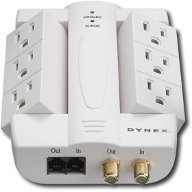 Dynex 6 Outlet Wall Mount Surge Protector with Swivel Power Plugs