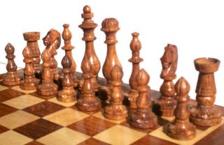 Wooden Chess Set Indian Handicraft Flower Base Design King 4 32 Chess