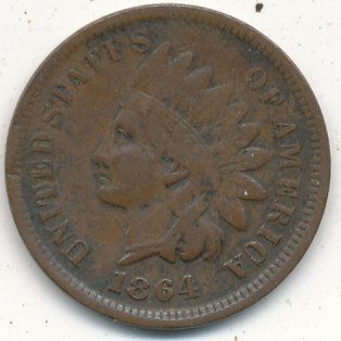 1864 L Indian Head Cent Nice Circulated Very Fine Full Liberty RARE L