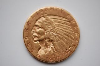 1910s Five Dollars Indian Head Half Eagle Gold Coin
