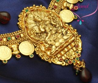  Plated Antique Necklace Temple Jewellery South Indian Earrings