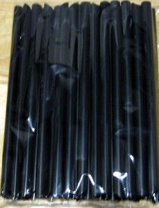 35 Super Strong Fat Boba Straws ½ Wide x 9Long Black with Diagonal