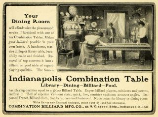 1902 Ad Indianapolis Combination Billiard Mfg Company Pool Library