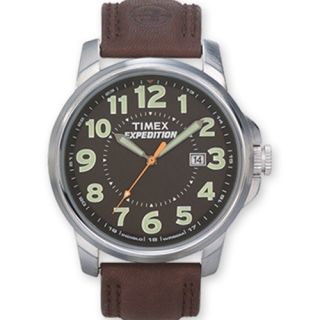  New Timex Mens Dress Indiglo Expedition Leather Watch T44921