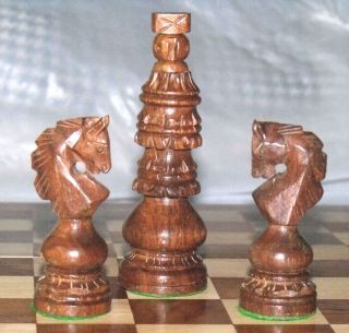 Collectable INDIAN Handmade Chess Set Holly Church Design in Rose wood