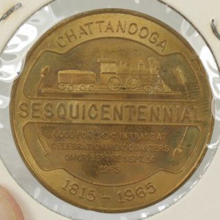1965 CHATTANOOGA, TENNESSEE SESQUICENTENNIAL 50 CENT IN TRADE BRASS