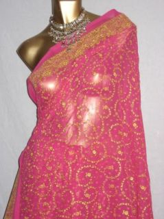 Joshimp Indian Bollywood Saree Sari Shimmery Gold New