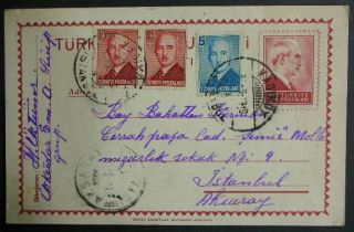  Turkey Turkish 1943 Inonu Postal Stationery with Inonu Stamps