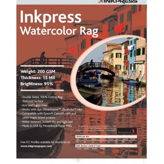Inkpress Fine Art Watercolor Rag Photo Paper 5x7 50