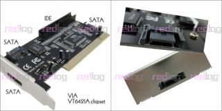 Port 3X SATA Serial ATA IDE PCI Controller Card Cable
