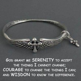 Inspirational Religious Sentiment Charm Bracelet Serenity Prayer