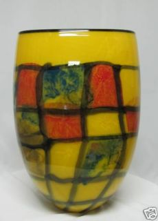 Ioan Nemtoi Bowl Yellow Karo Hand Blown Glass Art