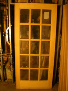 NEW PINE INTERIOR 15 LIGHT FRENCH DOOR SIZE 36 X 80 WITH BEVELED GLASS