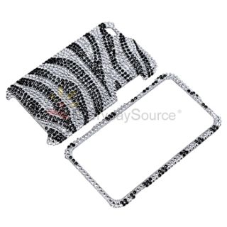  Black Zebra Bling Hard Case Cover+Privacy Guard For iPod touch 4 G 4th