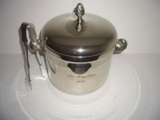 Vintage International Silver Company Silverplated Ice Bucket & Thongs