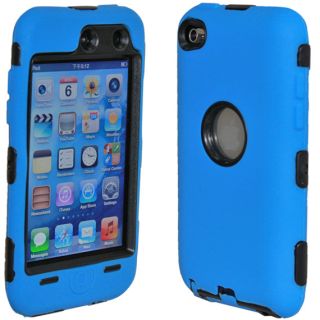 Deluxe Blue 3Piece Hard Skin Case Cover for iPod Touch 4 4G 4th Gen