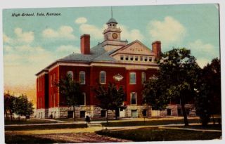 1911 Iola Kansas KS Postcard High School Allen County