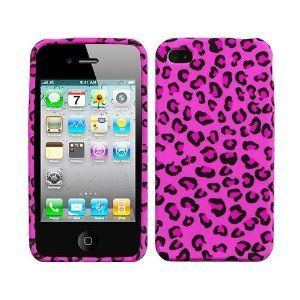 iPhone 4 4G 4S Pink Leopard Hard Silicone Rubber Soft Skin Case Cover