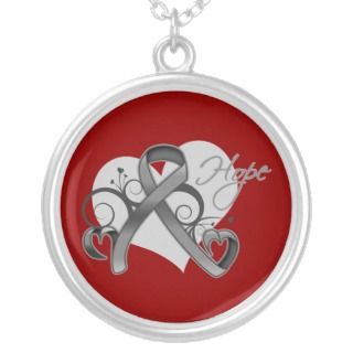 Floral Ribbon Hope   Brain Cancer Personalized Necklace