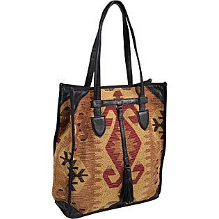 ISABELLA FIORE TAPESTRY Beatrice Luxury Tote Brown and Black Handbag
