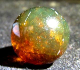 DOMINICAN CLEAR GREEN ISH RED AMBER ATLANTIS BALL SPHERE 15.3mm
