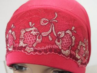  Underscarf Lace Dark Pink Cemo Muslim Abaya Headcover Hijab Cap