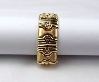 14K Gold Wide Fancy Link Italian Bracelet with Satin Finish Detail