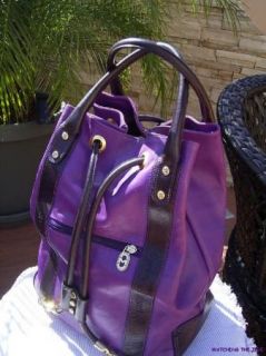 Marino Orlandi Italian Purple Leather Sling Backpack