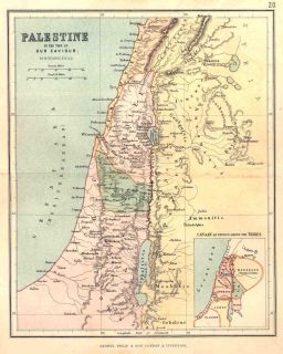 Israel Palestine Old Antique Map 1888