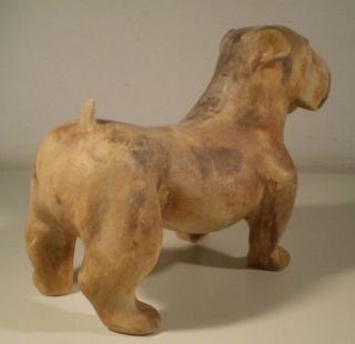 B942 Scultura in Ceramica Maiolica Terracotta Cane Bulldog Anni 60
