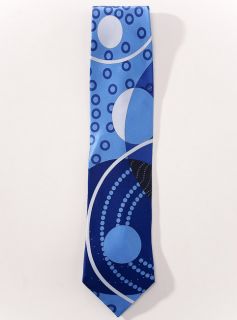 185 ITALO FERRETTI Detailed Blue Print Handmade Silk Tie Necktie Italy