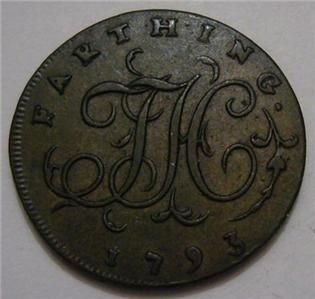  unofficial trade token   1793 Isaac Newton & cypher   Middlesex 20.5mm