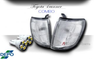  Clear Lens Corner Lights + 2pc T10 Wedge White 4 SMD (3528) LED Bulbs
