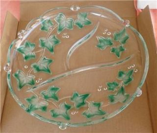 Mikasa Queens Garden Divided Relish Ivy Design Crystal Germany