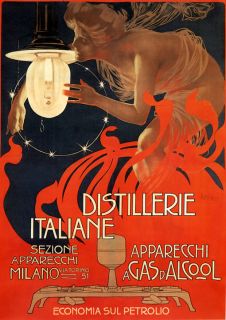 Lamp Light Gas Alcohol Milano Italia Italy Europe Vintage Poster Repo