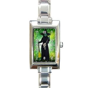 Italian Charm Green Witch Rectangle Watch Bracelet