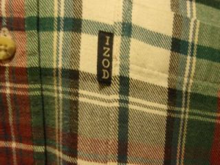 Mens IZOD Cotton Flannel L s Button Plaid Shirt XL Extra Large
