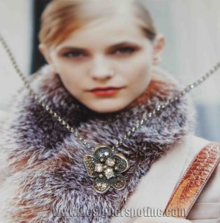 New Jj Judith Jack Sparkling Crystal & Marcasite 18 Flower Necklace $