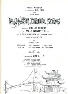  Song Souvenir Program Elaine Dunn Keye Luke Jack Soo 1960S