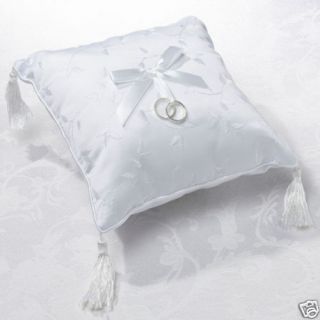 White or Ivory Ring Bearer Pillow Leaf and Vine Pattern