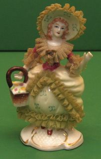 Antique Vintage Porcelain China Lace Figurine Victorian Woman Lady