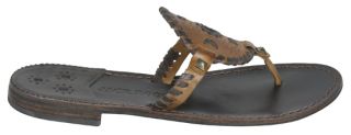 Jack Rogers Georgica Cognac Brown Thong Leather Sandals Shoes 6 5 New