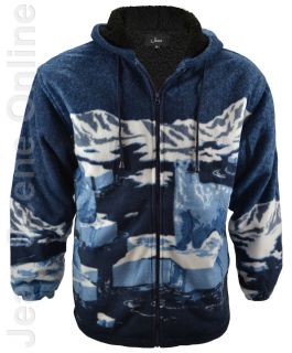  Fleece Hooded Jacket Animal Print Polar Bear Blue s M L XL